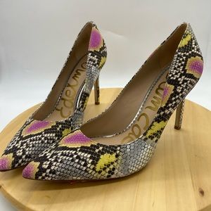 Sam Edelman Gray Snake Print Heels 9.5
